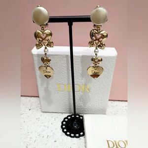 #235 Dior Gold Heart and Pearl Earrings